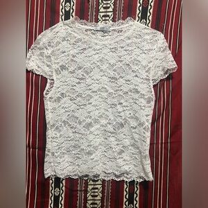 Petite white lace under blouse